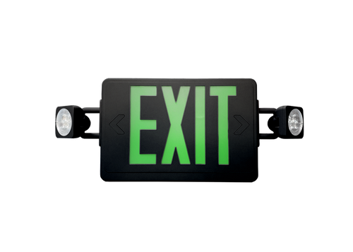 3W LED Exit Sign & Emergency Light Combo — Black
