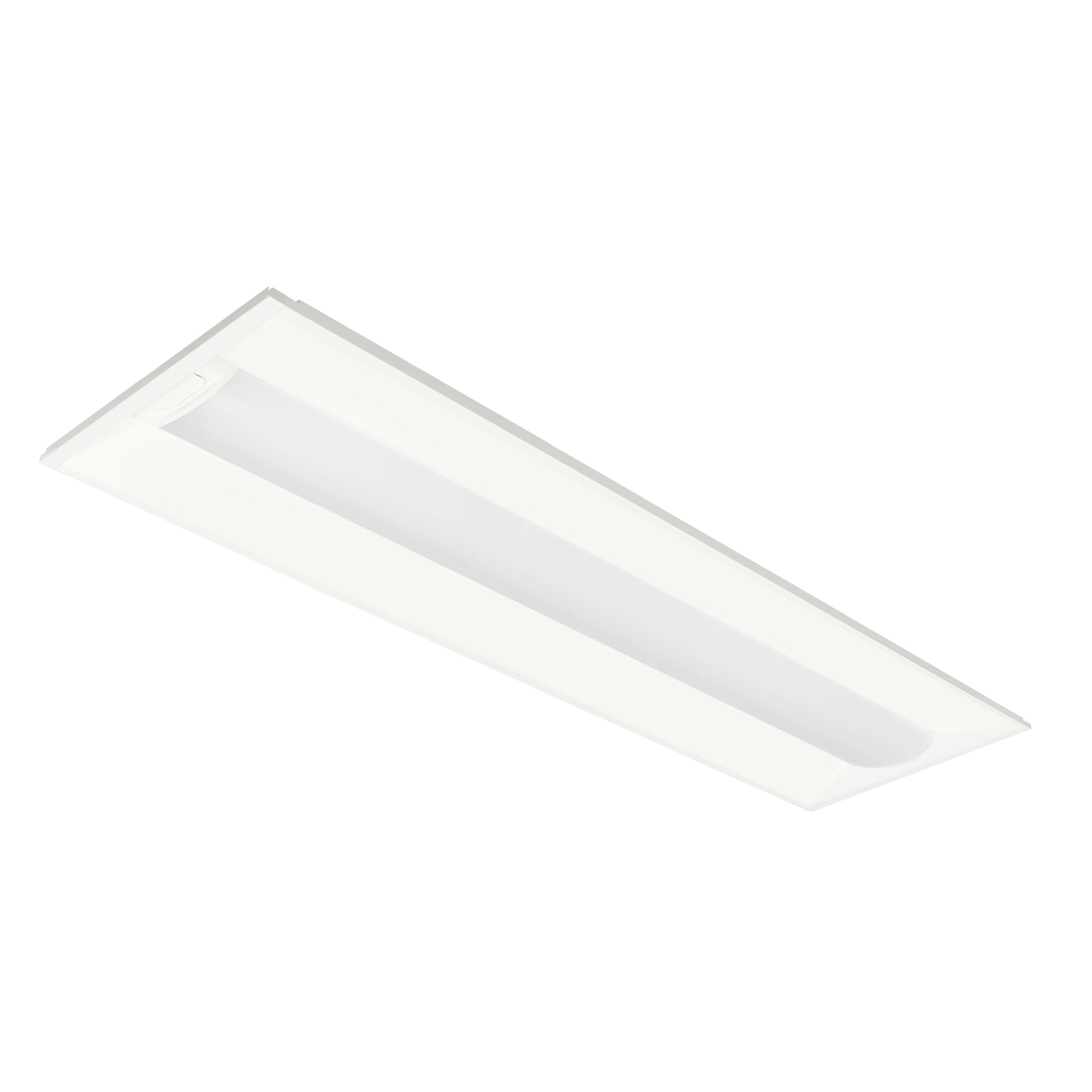 The GKOLED 30W Selectable LED Recessed Panel — 1x4 is a rectangular white ceiling light fixture with a recessed center panel, designed for installation in drop ceilings or commercial settings.