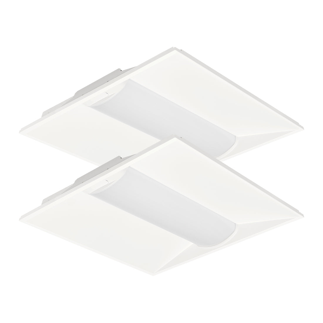 Two GKOLED 30W Selectable LED Recessed Panel 2x2 lights are shown, each with a central diffused section, positioned at an angle against a plain white background.