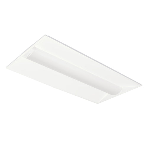 GKOLED 35W Selectable LED Recessed Panel — 2x4, rectangular white ceiling fixture featuring a curved, recessed center, shown at an angle against a white background.