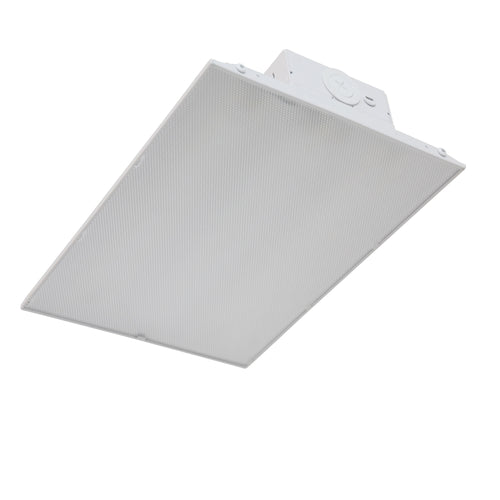 GradeONE 130W Selectable LED Linear High Bay — Medium, 347-480V fixture featuring a white metal frame and a textured diffuser, photographed against a white background.