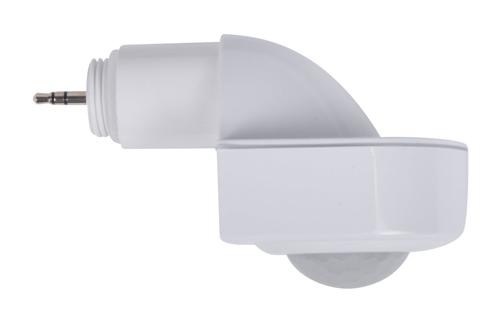 IP65 PIR motion sensor with AUX base, featuring detection range up to 45ft in