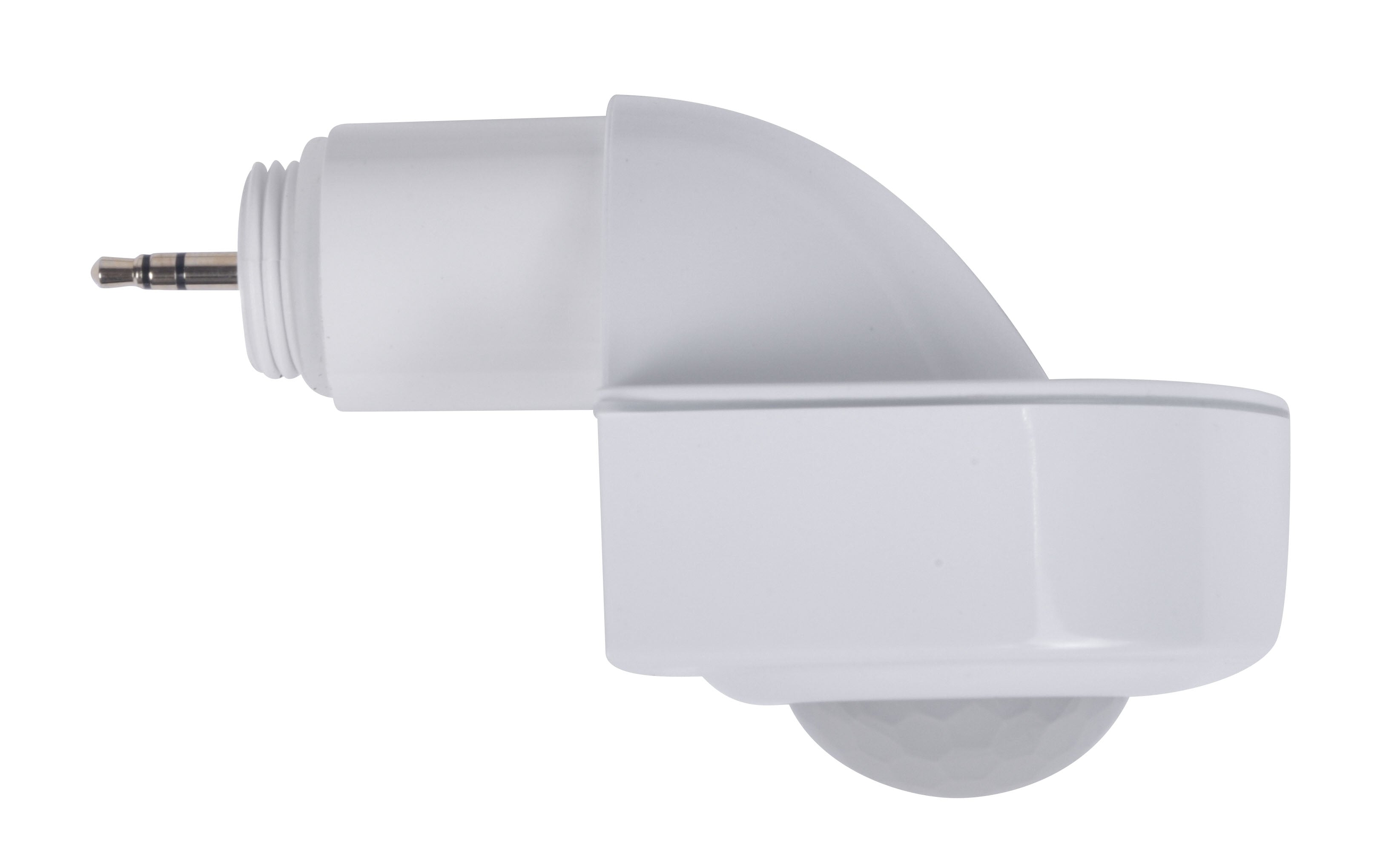 IP65 PIR motion sensor with AUX base, featuring detection range up to 45ft in