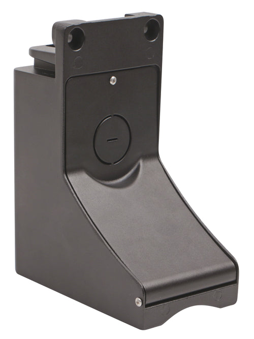 A bronze metal area light pole mount by naturaLED, measuring 6 inches, designed for wall mounting with a robust build.